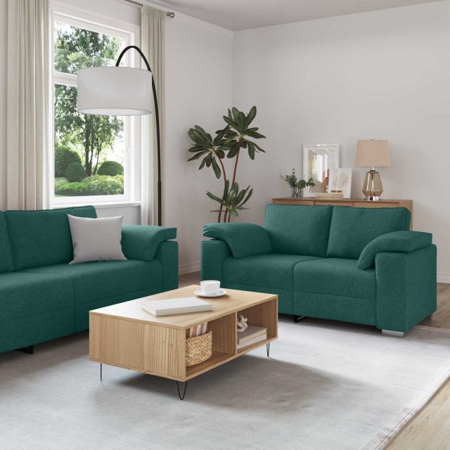 vidaXL Sofa 3 pcs Dunkelgrün 219 x 80 x 82 cm Leinenmischgewebe