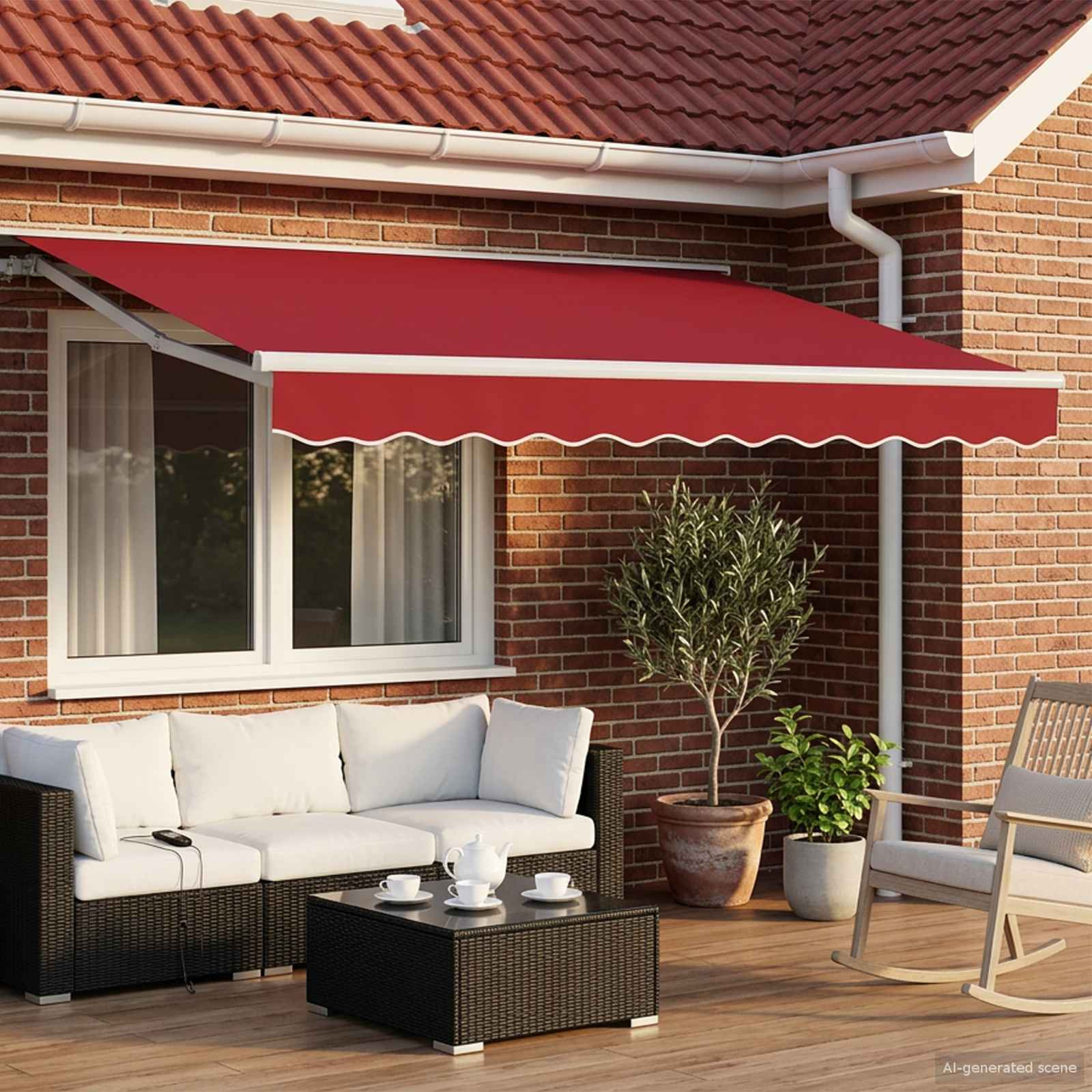 vidaXL Elektrische ausziehbare Markise Rot und Weiß 3,5 x 2,5 m