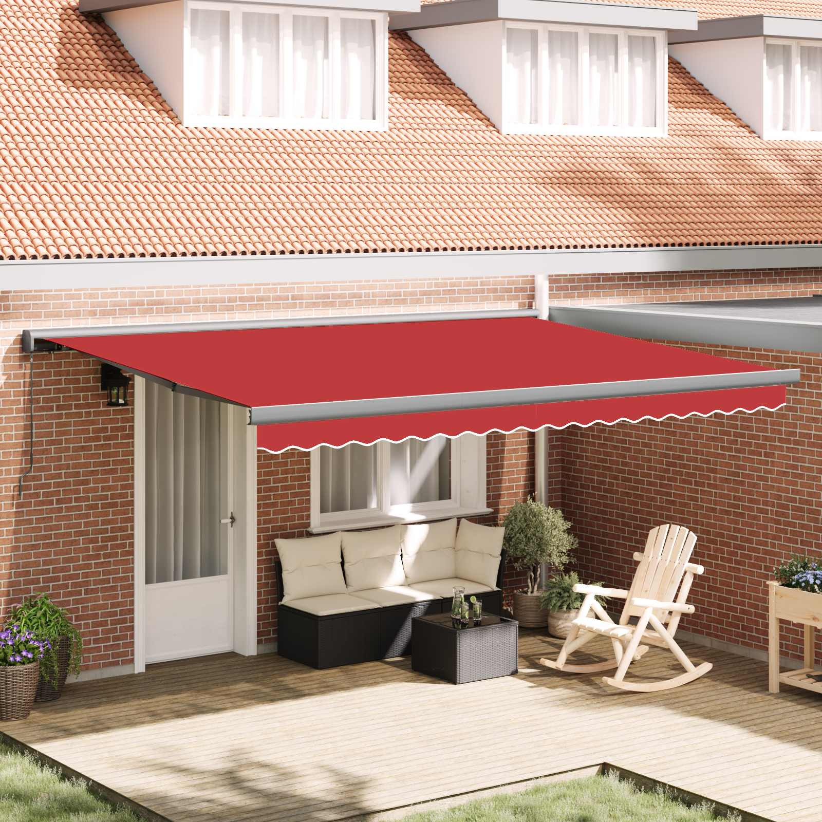 vidaXL Einziehbare Markise Rot 4 x 3 m Leinen und Aluminium