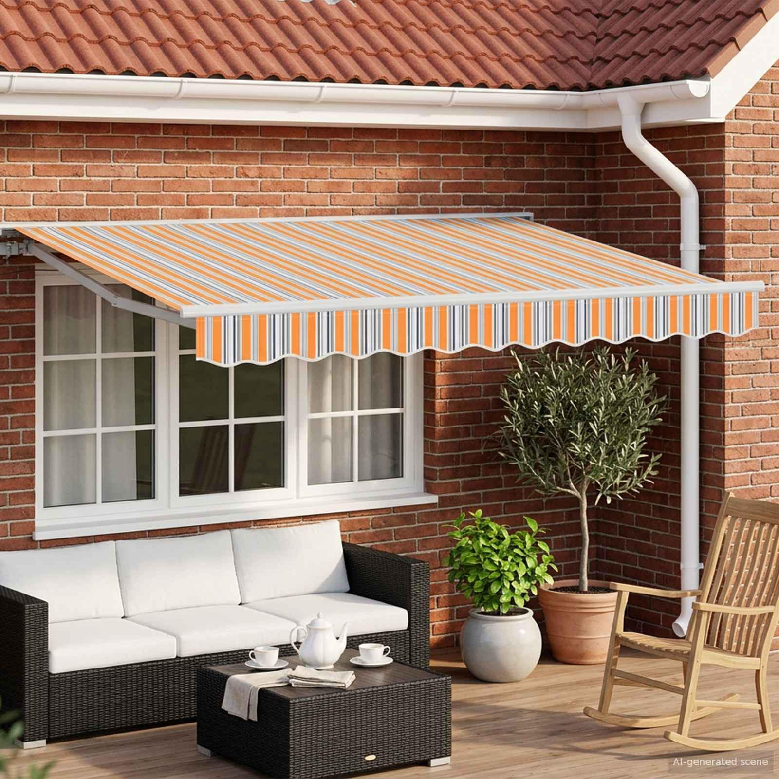 vidaXL Elektrische ausziehbare Markise Blau, Orange, Weiß 3,5 x 2,5 m