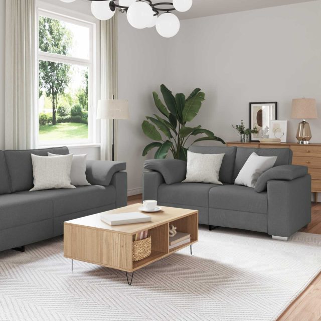 vidaXL Sofa 2 pcs Dunkelgrau 219 x 80 x 82 cm Stoff