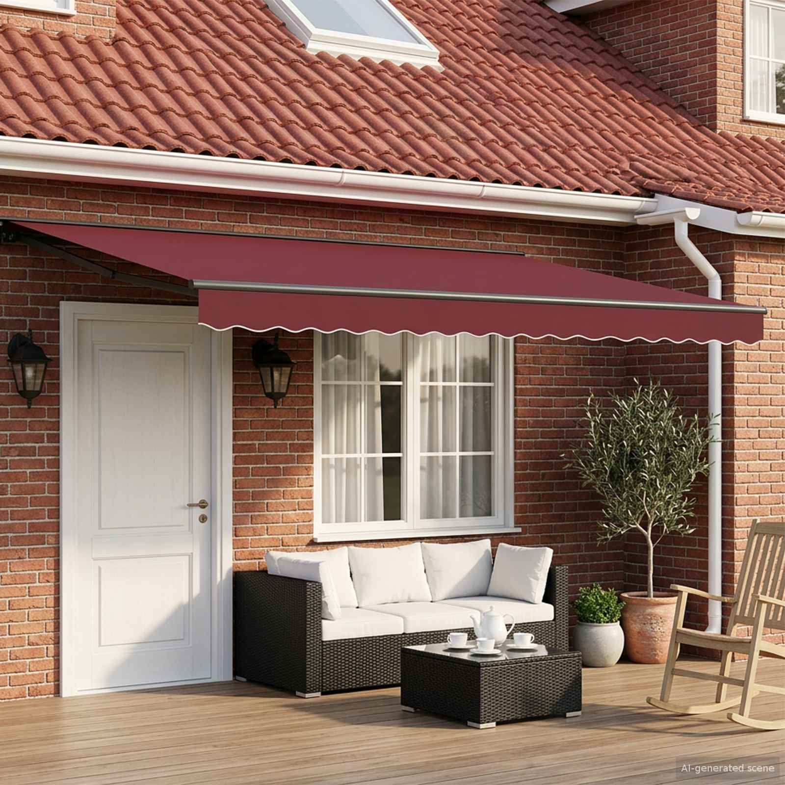 vidaXL Manueller Markisenrahmen mit LEDs 4 x 2 m