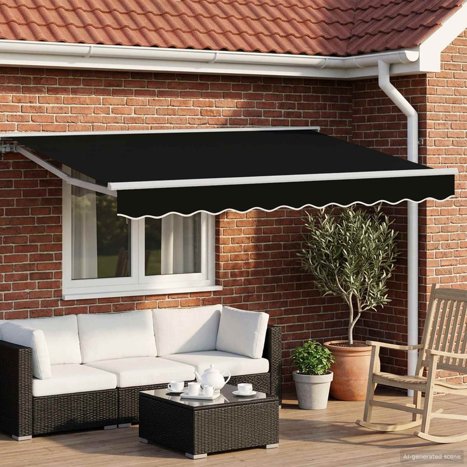 vidaXL Manuell einziehbare Markise Schwarz 3,5 x 2,5 m
