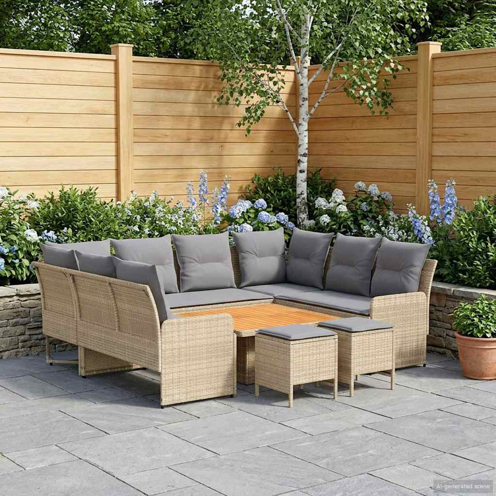 vidaXL Möbelsets mit Kissen 8 pcs Beige und Hellgrau PE-Rattan