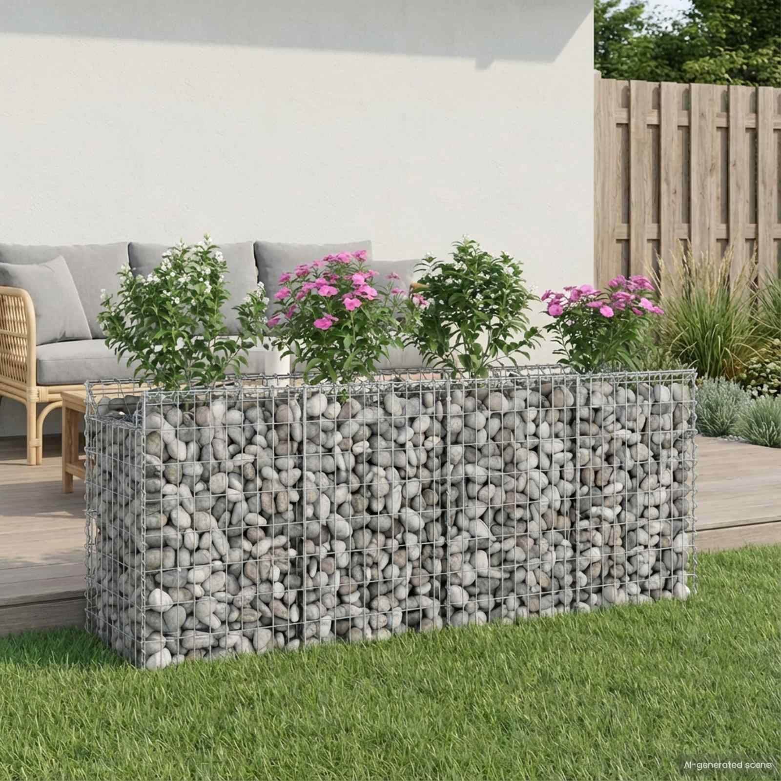 vidaXL Gabionen-Hochbeet 2 pcs Silber