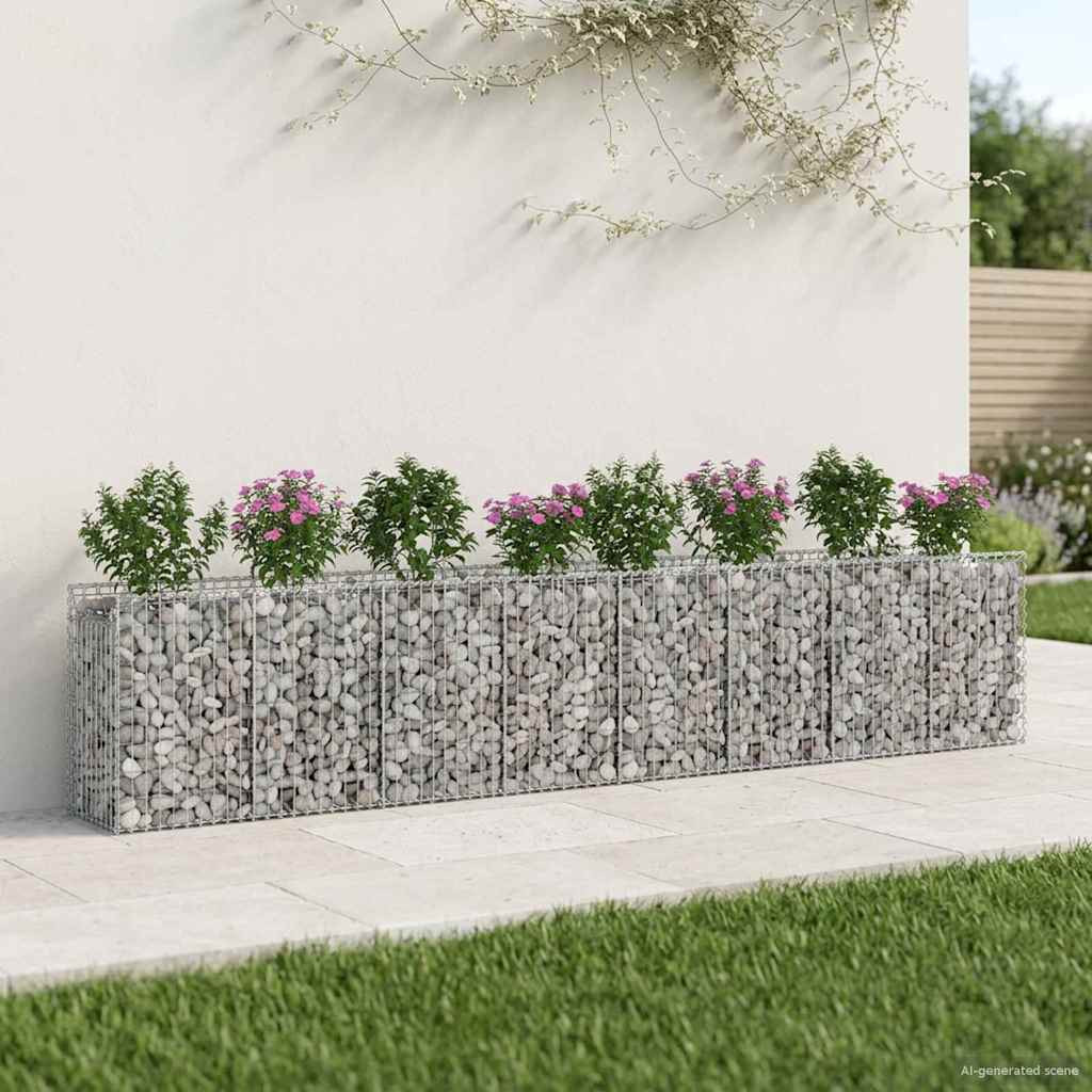 vidaXL Gabionen-Hochbeet 3 pcs Silber
