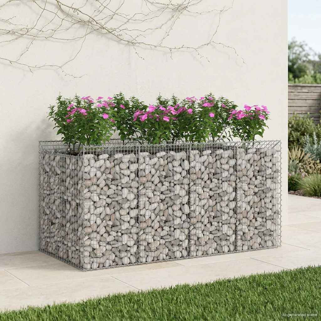 vidaXL Gabionen-Hochbeet 2 pcs Silber