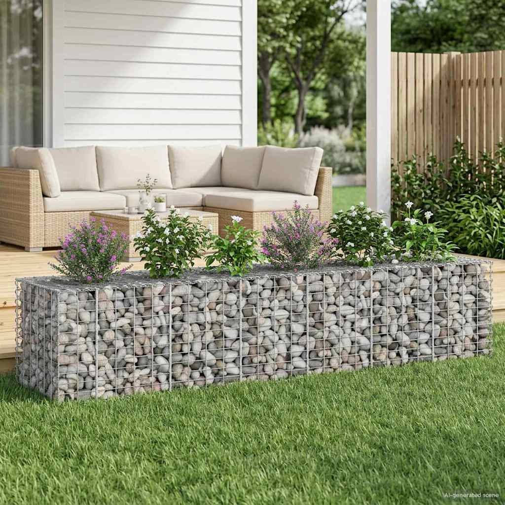 vidaXL Gabionen Hochbeet 2 pcs Silber 260 x 60 x 55 cm