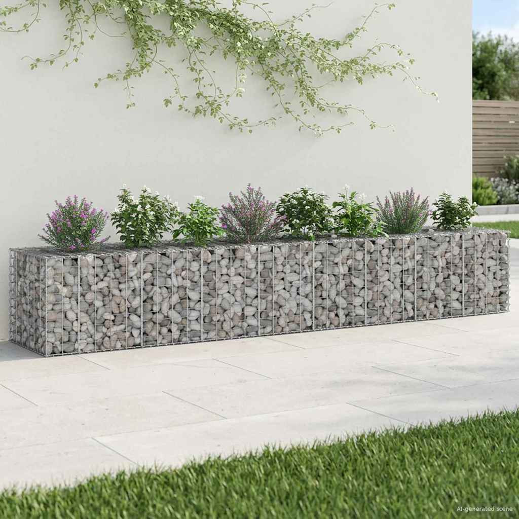 vidaXL Gabionen Hochbeet 2 pcs Silber 340 x 60 x 55 cm