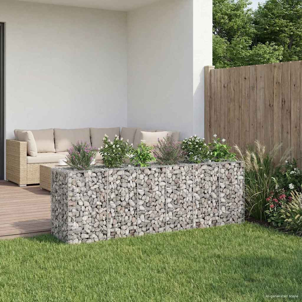 vidaXL Gabionen Hochbeet 2 pcs Silber 250 x 50 x 80 cm