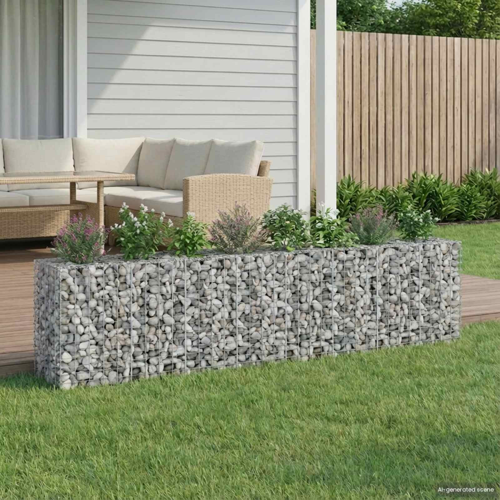 vidaXL Gabionen Hochbeet 2 pcs Silber 330 x 50 x 80 cm