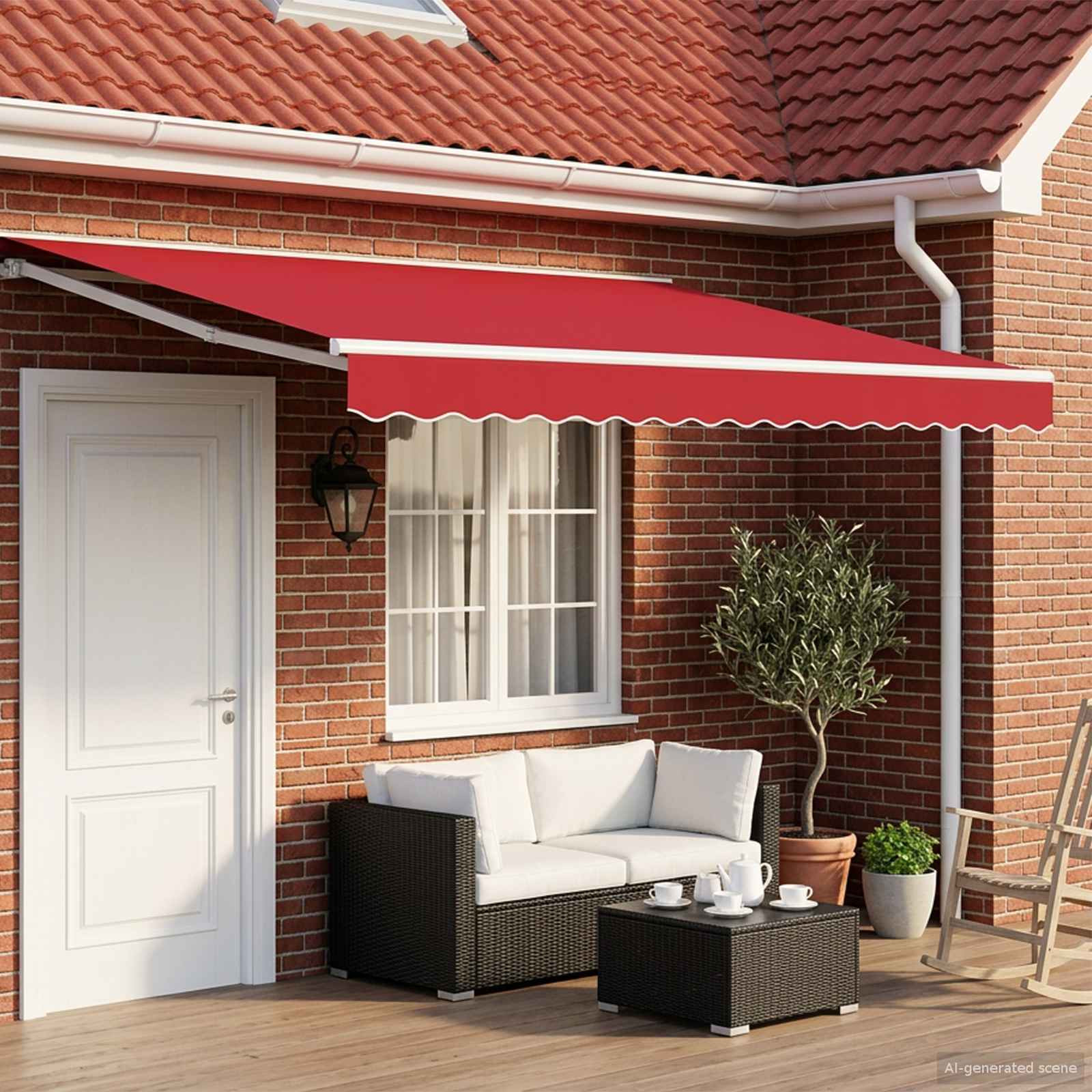 vidaXL Manuell einziehbare Markise Rot 4 x 3 m