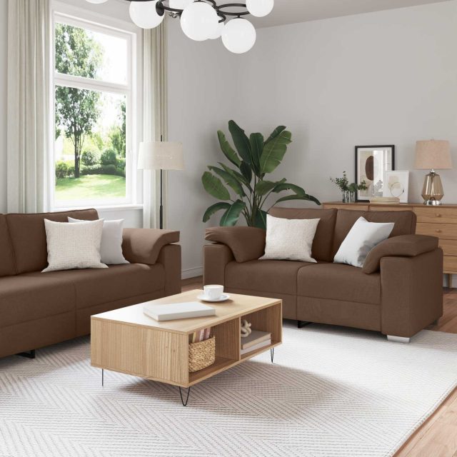 vidaXL Sofa 2 pcs Braun 219 x 80 x 82 cm Stoff