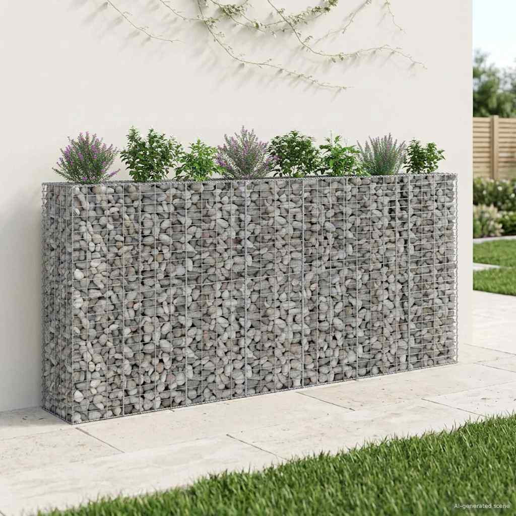 vidaXL Gabionen Hochbeet 4 pcs Silber 330 x 50 x 150 cm