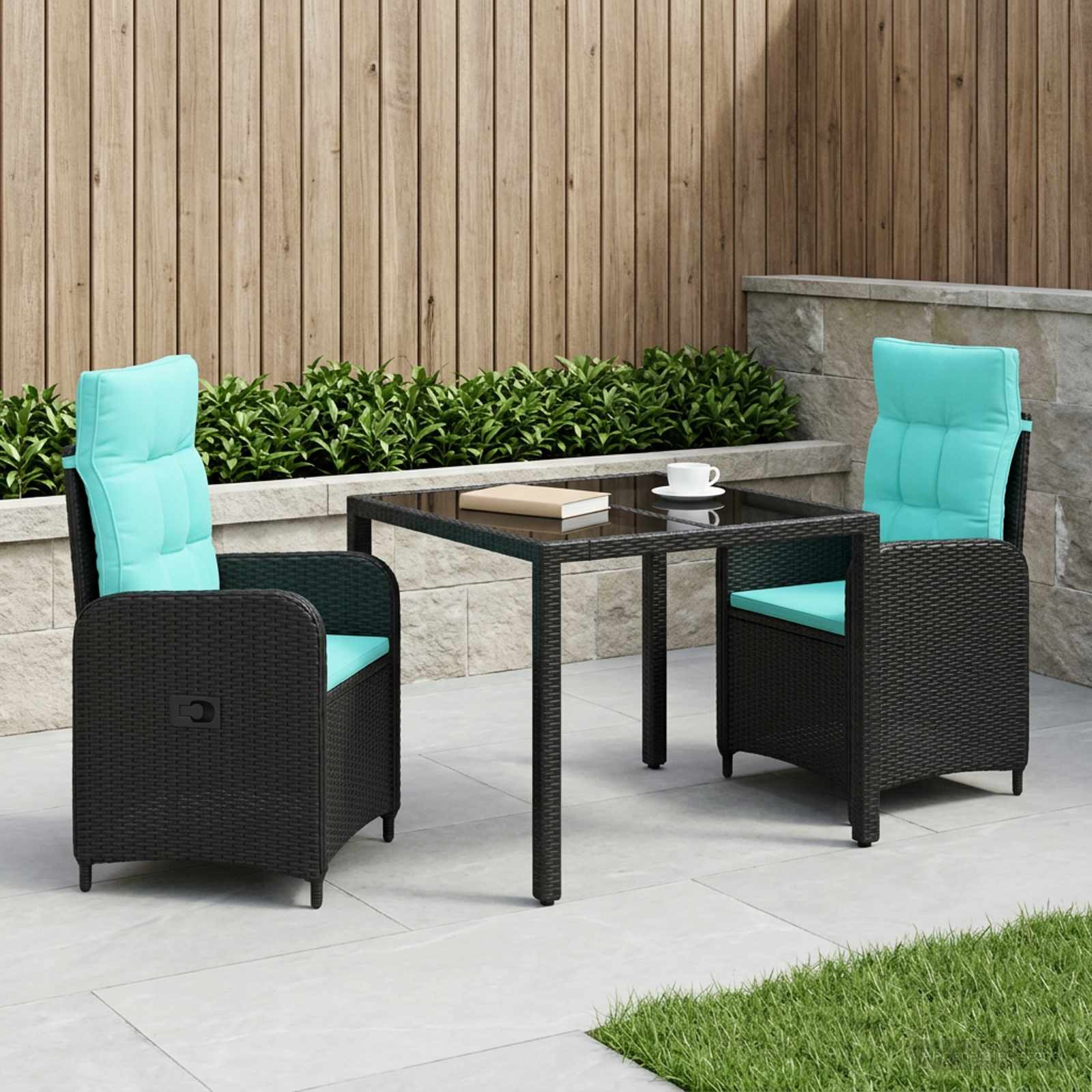 vidaXL Outdoortisch-Set 3 pcs Poly-Rattan