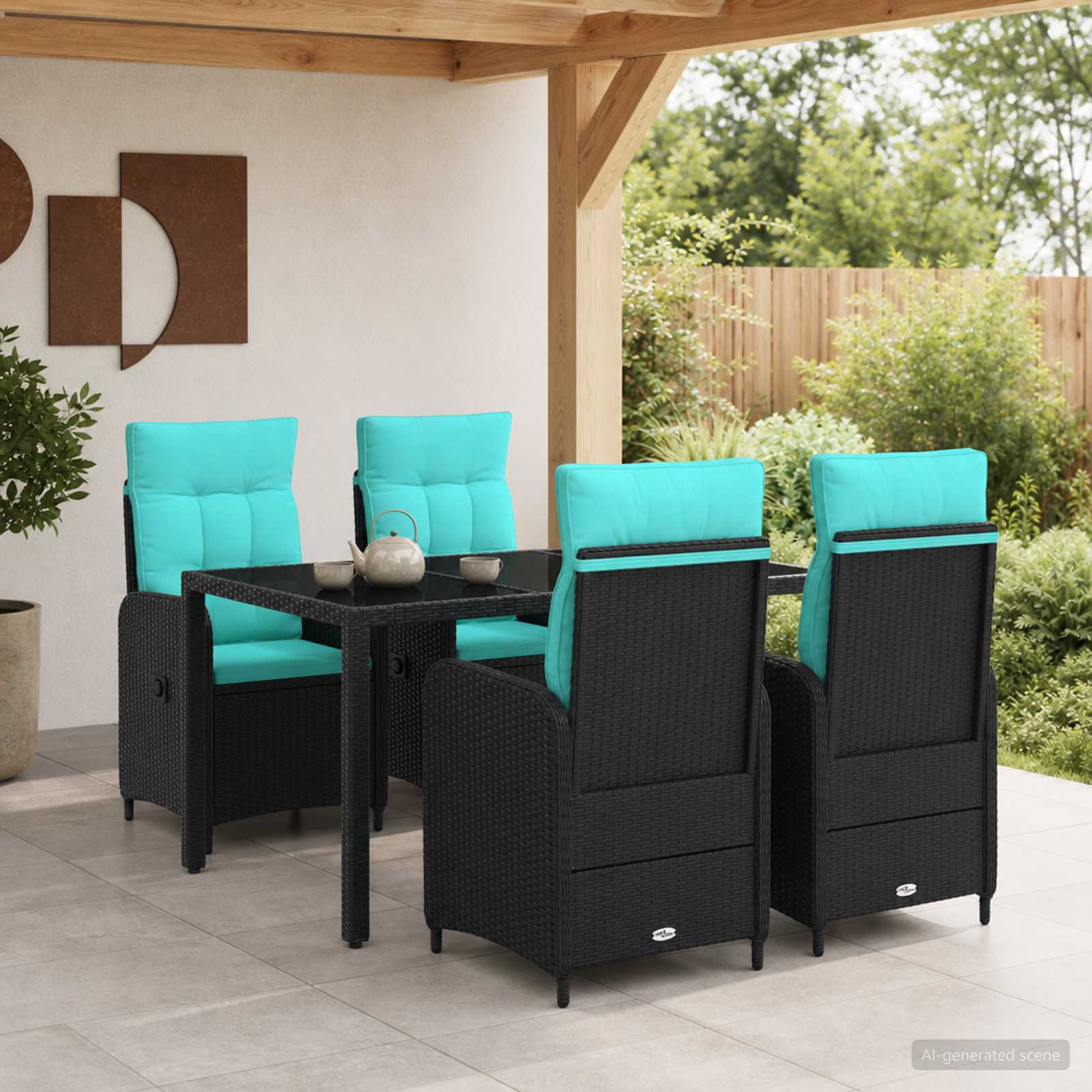vidaXL Outdoortisch-Set 5 pcs Poly-Rattan