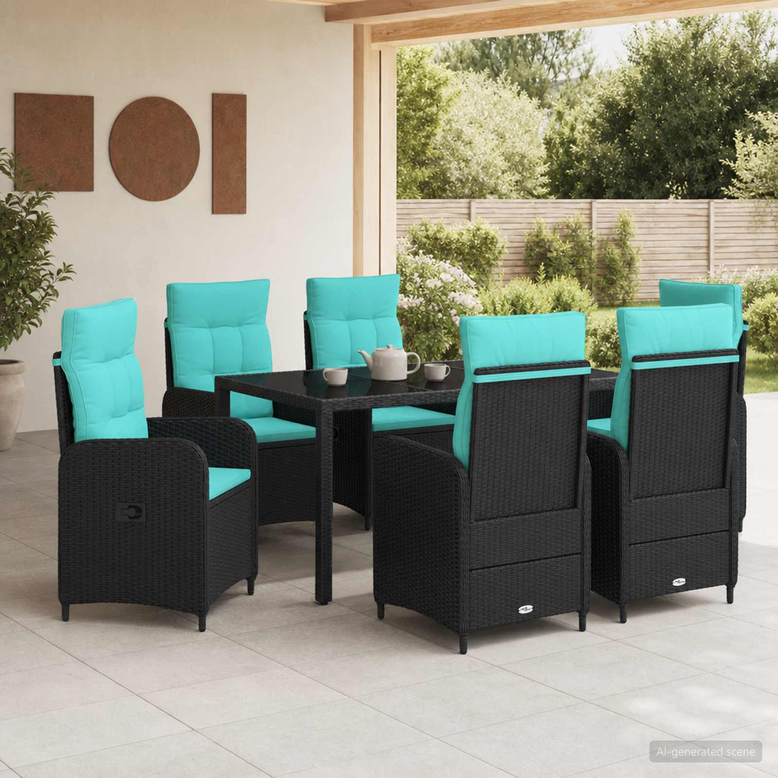 vidaXL Outdoortisch-Set 7 pcs Poly-Rattan