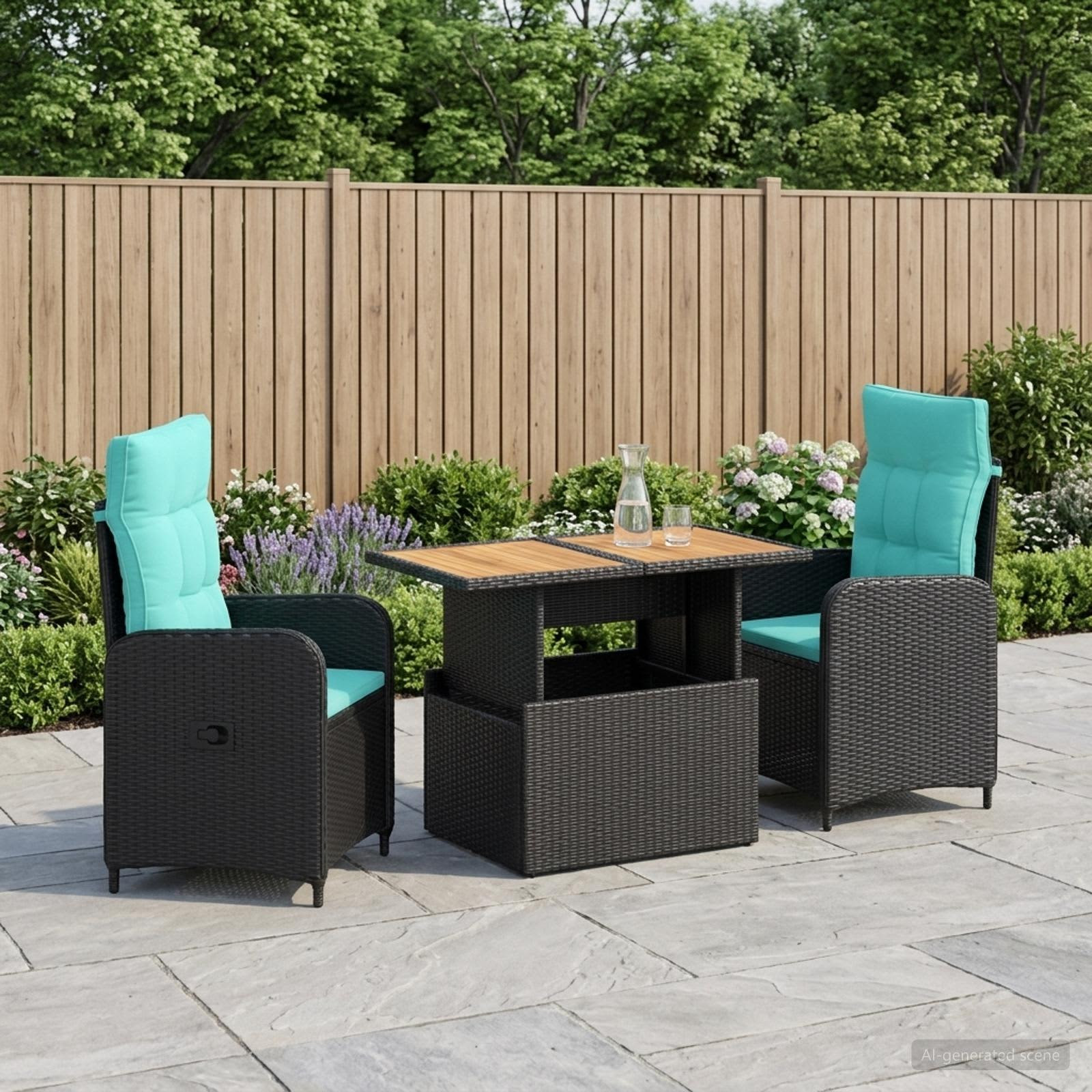 vidaXL Outdoortisch-Set 3 pcs Poly-Rattan