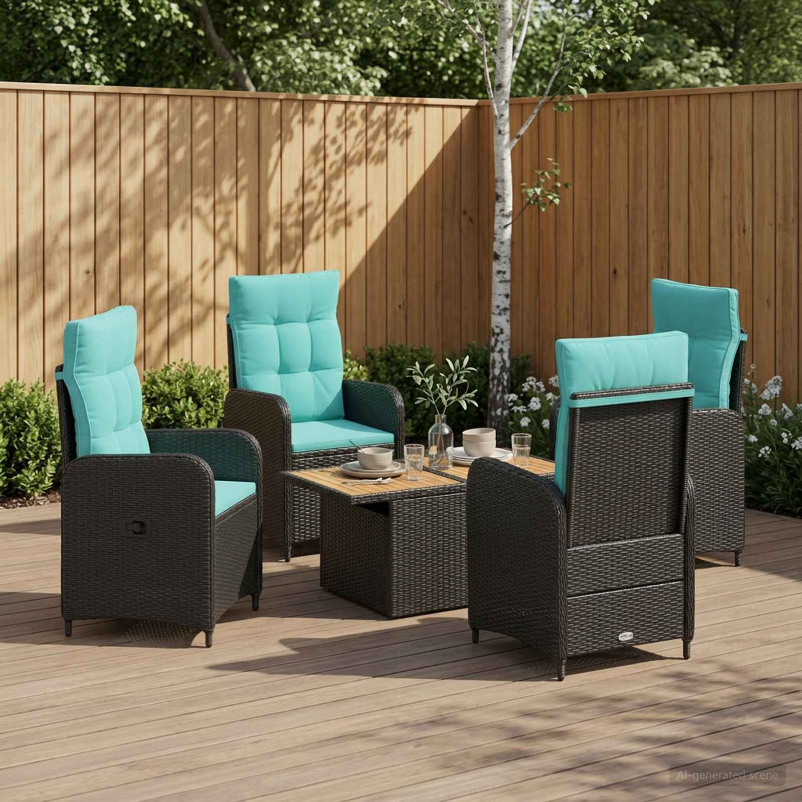 vidaXL Outdoortisch-Set 5 pcs Poly-Rattan