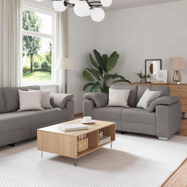 vidaXL Sofa 2 pcs Taupe 219 x 80 x 82 cm Stoff