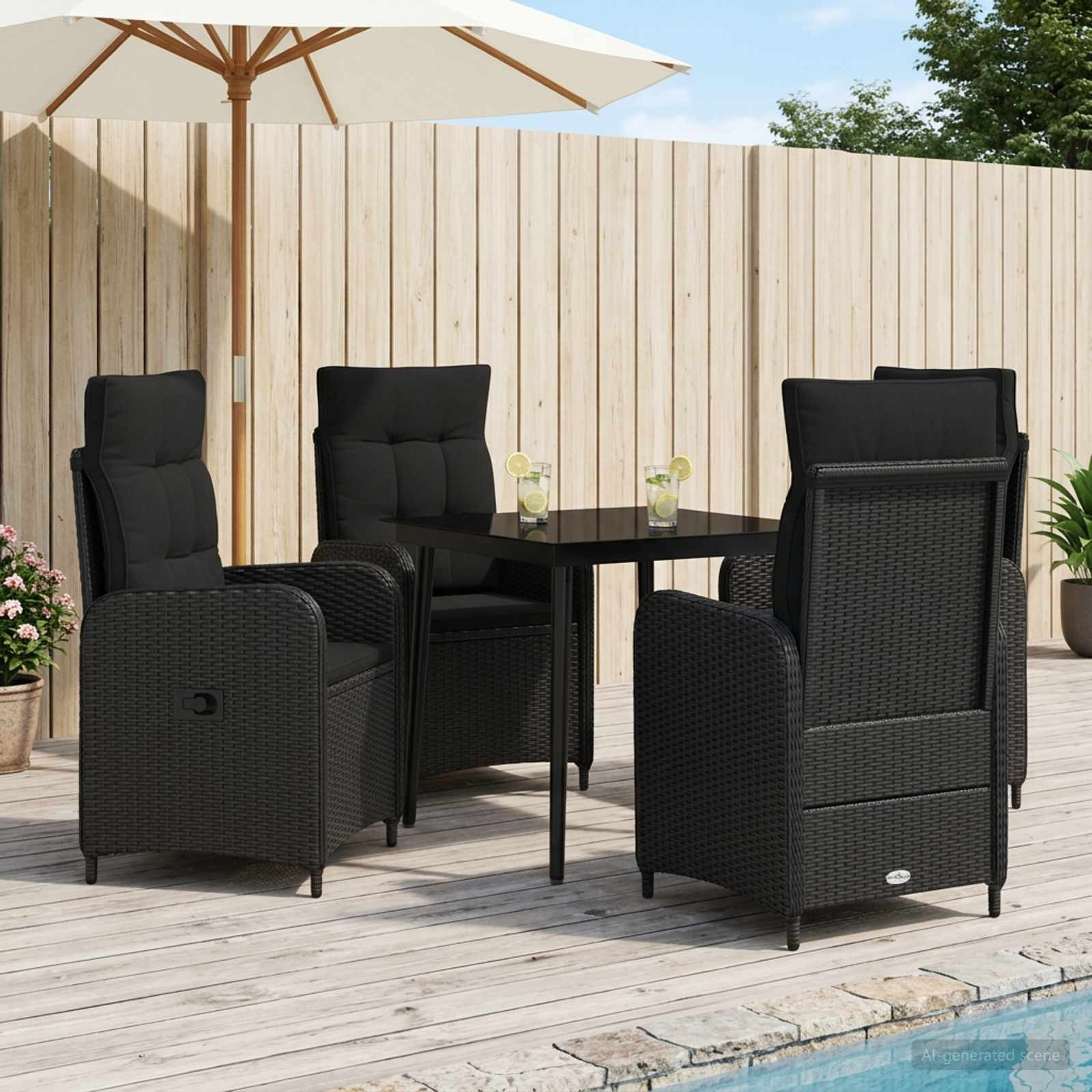 vidaXL Sofa-Tischset mit Kissen mit Kissen 5 pcs Schwarz