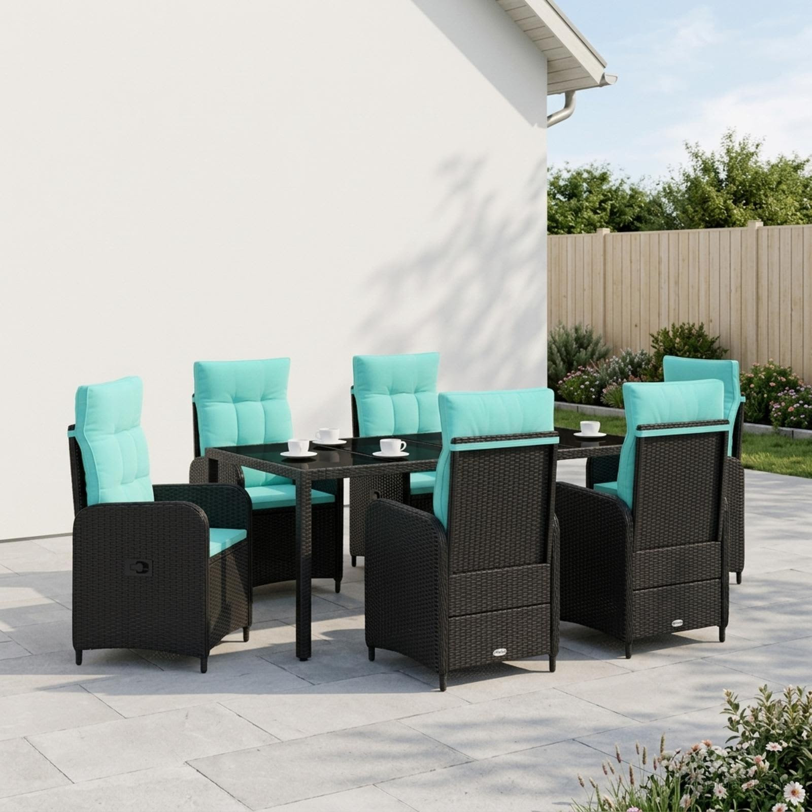 vidaXL Outdoortisch-Set 7 pcs Poly-Rattan