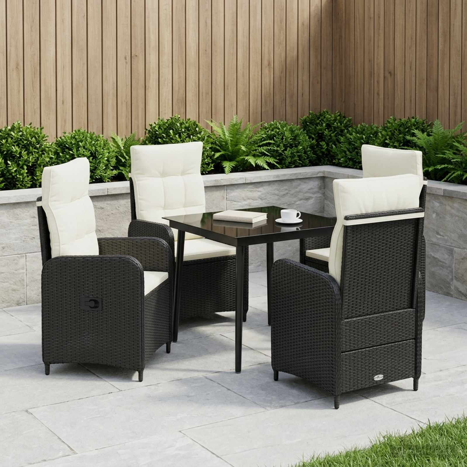vidaXL Sofa-Tischset mit Kissen mit Kissen 5 pcs Schwarz und Cremeweiß