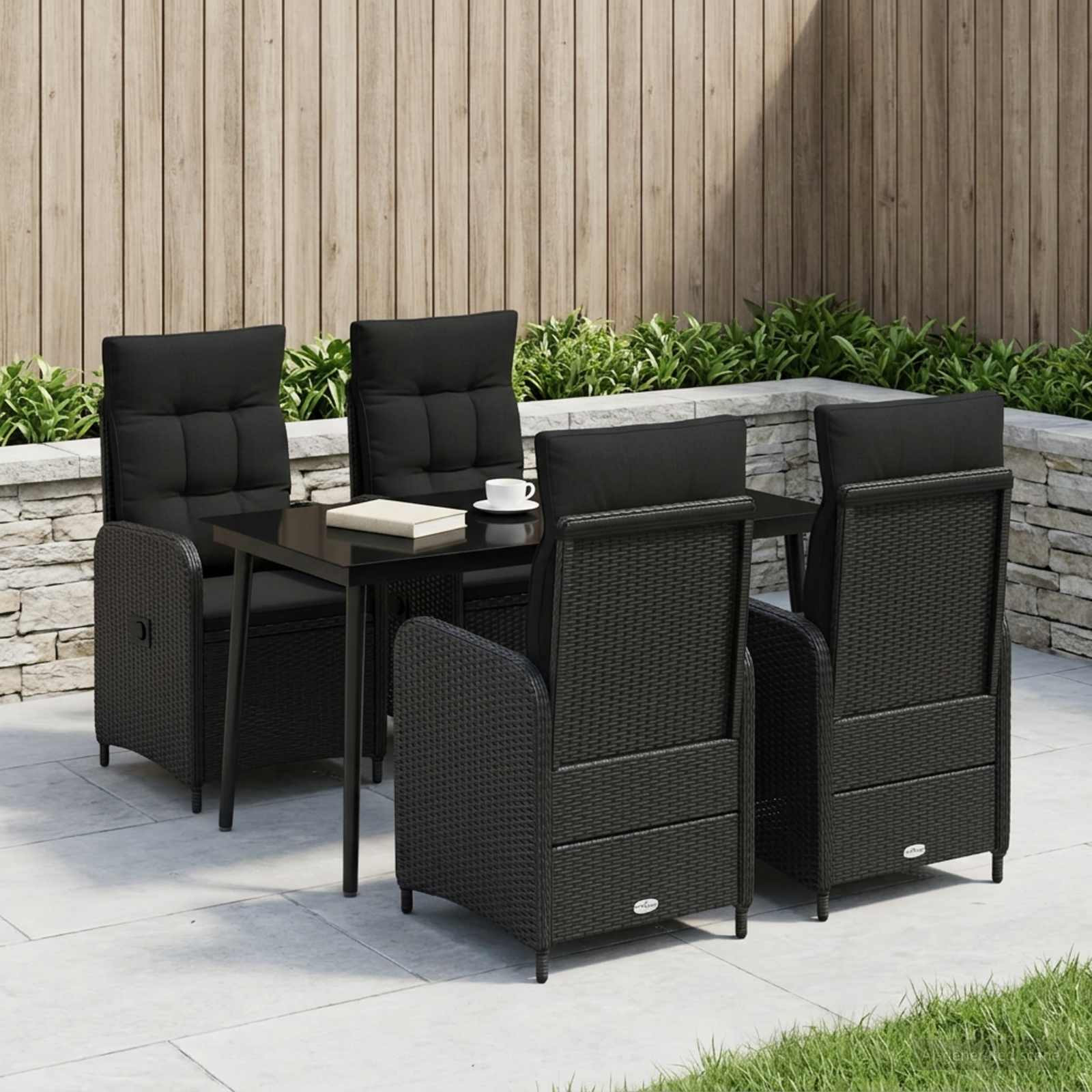 vidaXL Sofa-Tischset mit Kissen mit Kissen 5 pcs Schwarz