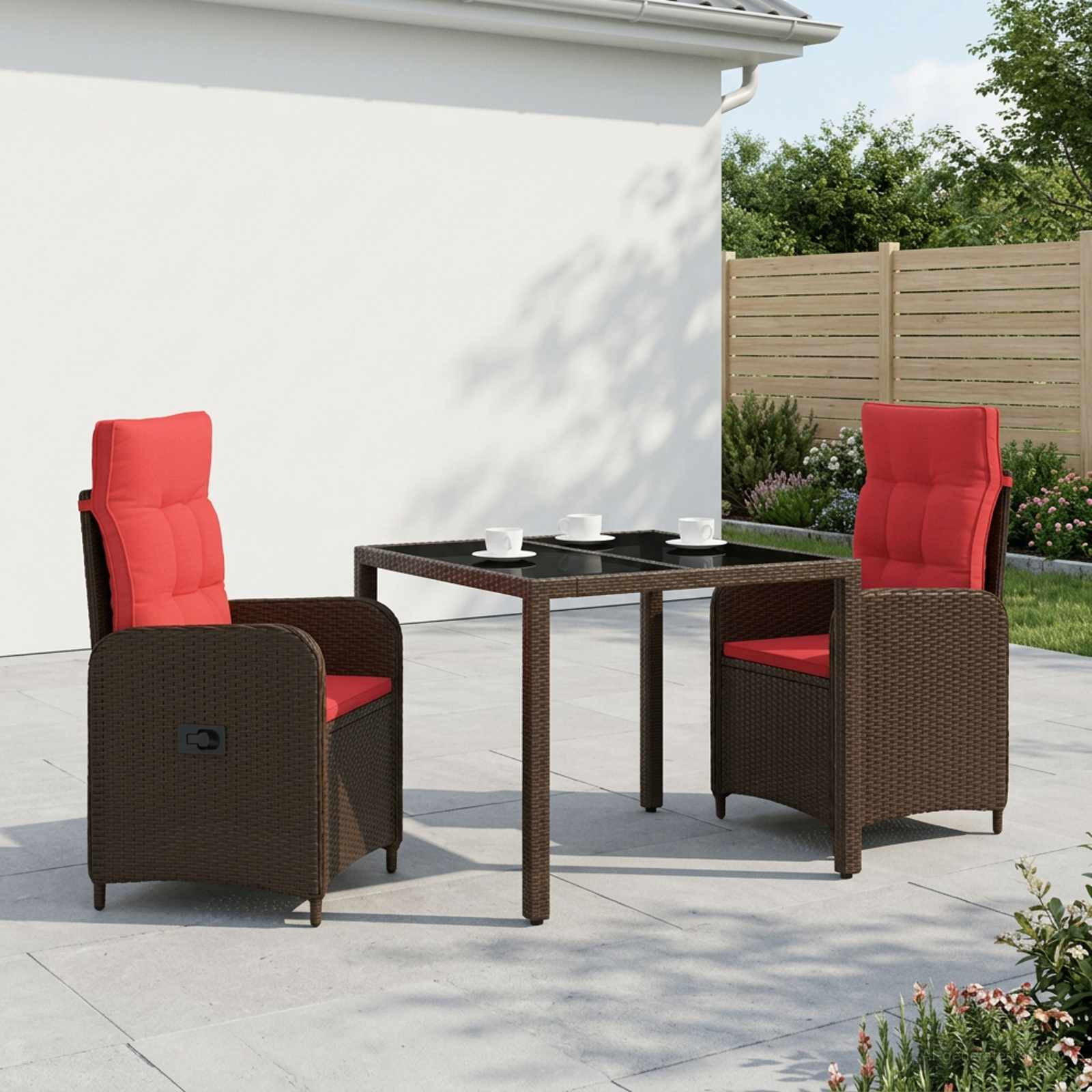 vidaXL Outdoortisch-Set 3 pcs Poly-Rattan