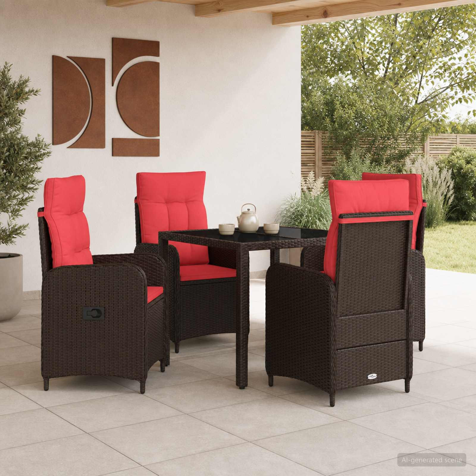 vidaXL Outdoortisch-Set 5 pcs Poly-Rattan
