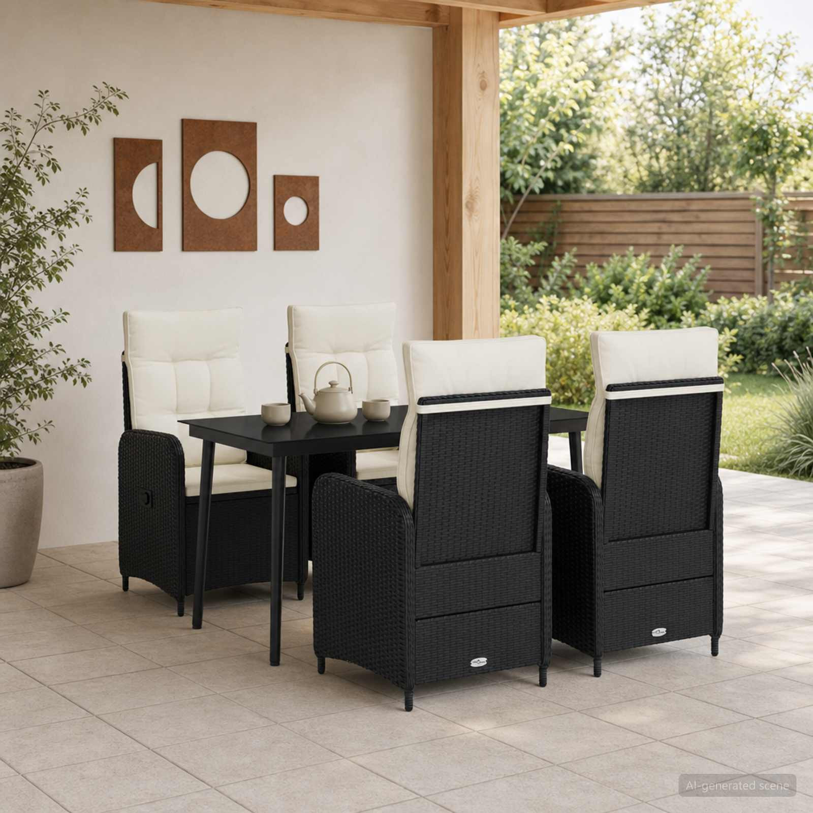 vidaXL Sofa-Tischset mit Kissen mit Kissen 5 pcs Schwarz und Cremeweiß