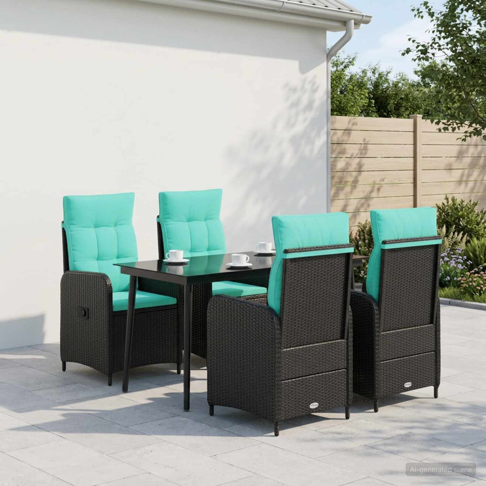 vidaXL Sofa-Tischset 5 pcs PE Rattan und pulverbeschichteter Stahl
