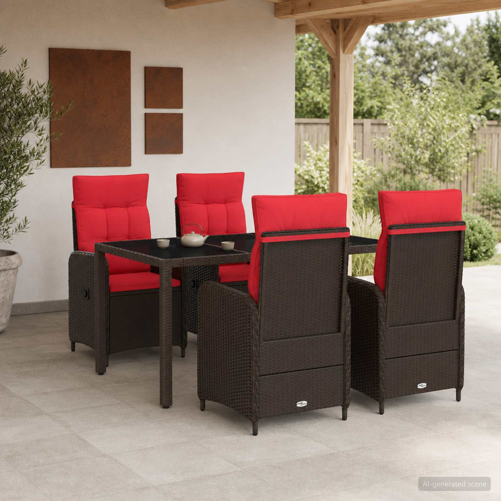 vidaXL Outdoortisch-Set 5 pcs Poly-Rattan