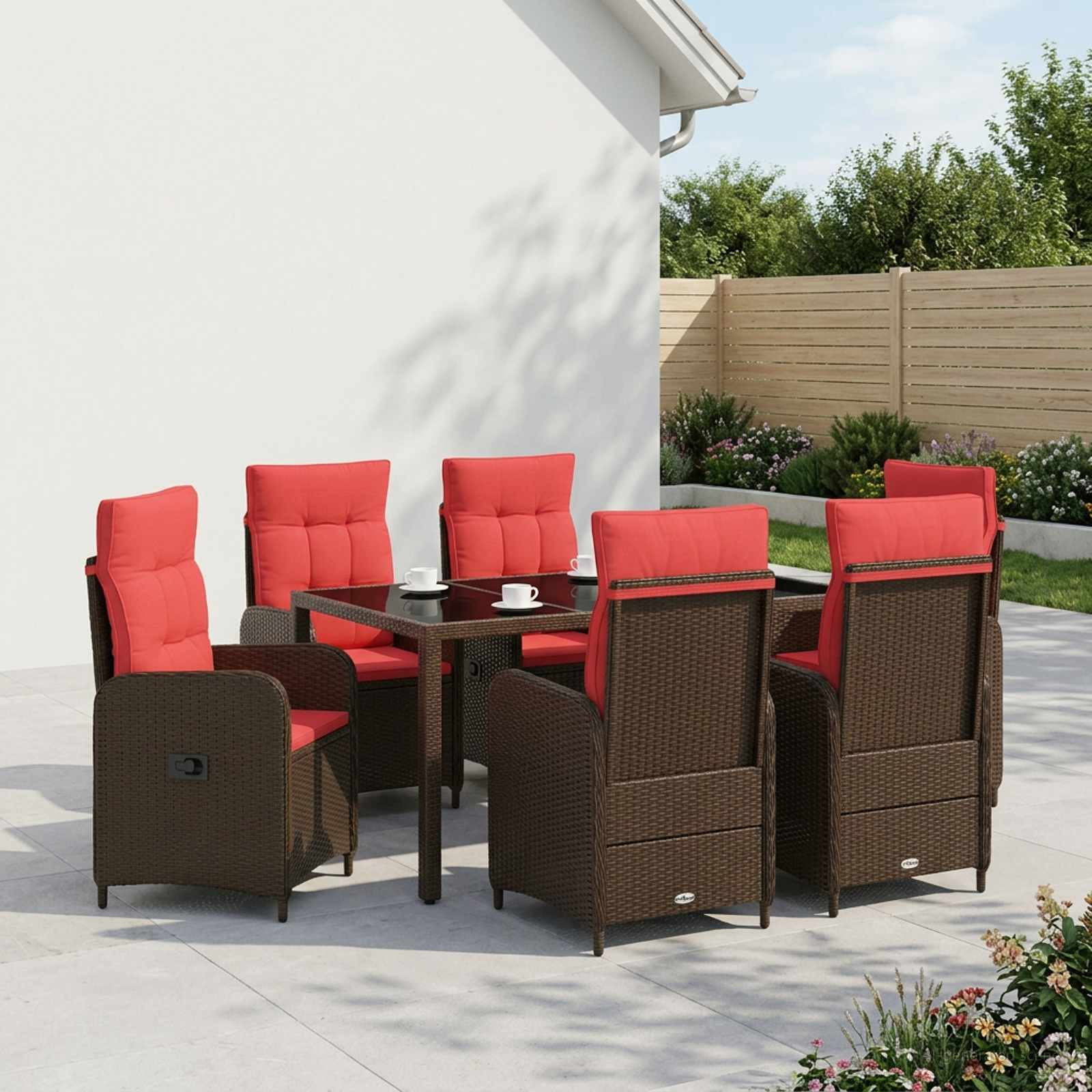 vidaXL Outdoortisch-Set 7 pcs Poly-Rattan