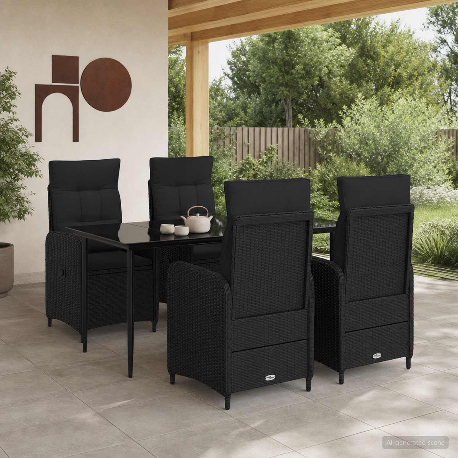 vidaXL Sofa-Tischset 5 pcs PE Rattan und pulverbeschichteter Stahl