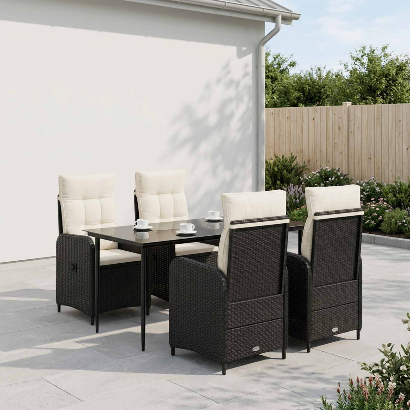 vidaXL Sofa-Tischset 5 pcs PE Rattan und pulverbeschichteter Stahl