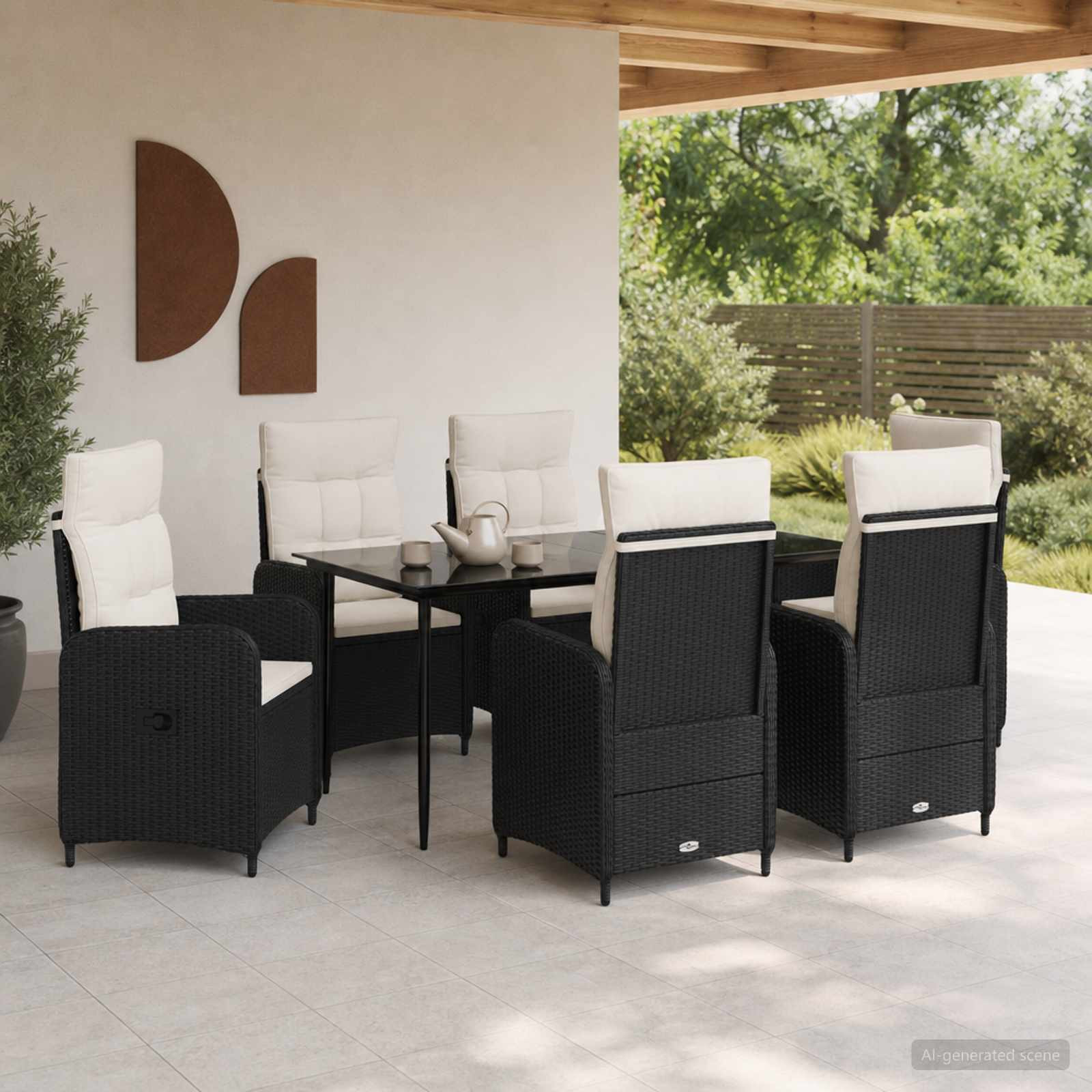 vidaXL Sofa-Tischset 7 pcs PE Rattan und pulverbeschichteter Stahl
