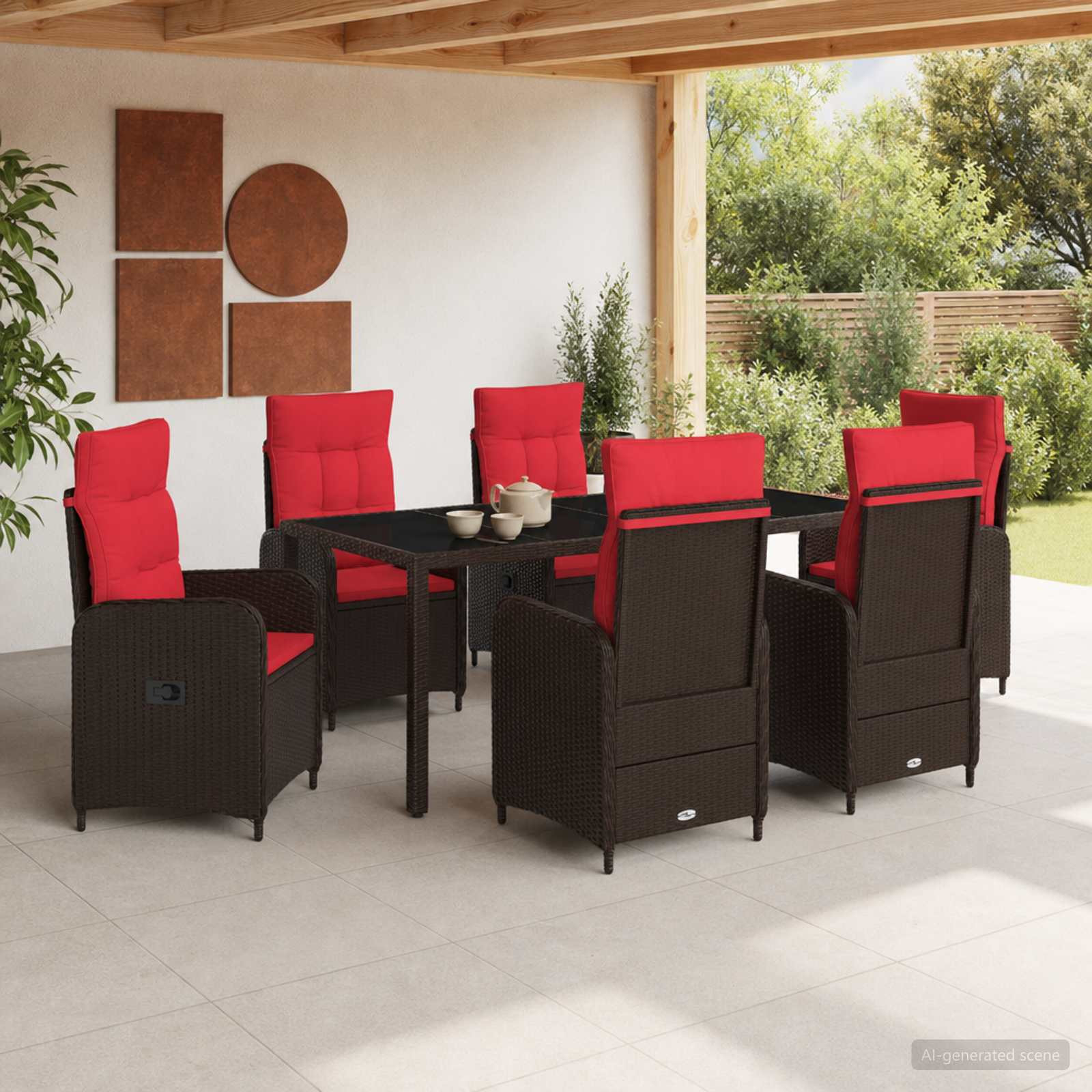 vidaXL Outdoortisch-Set 7 pcs Poly-Rattan
