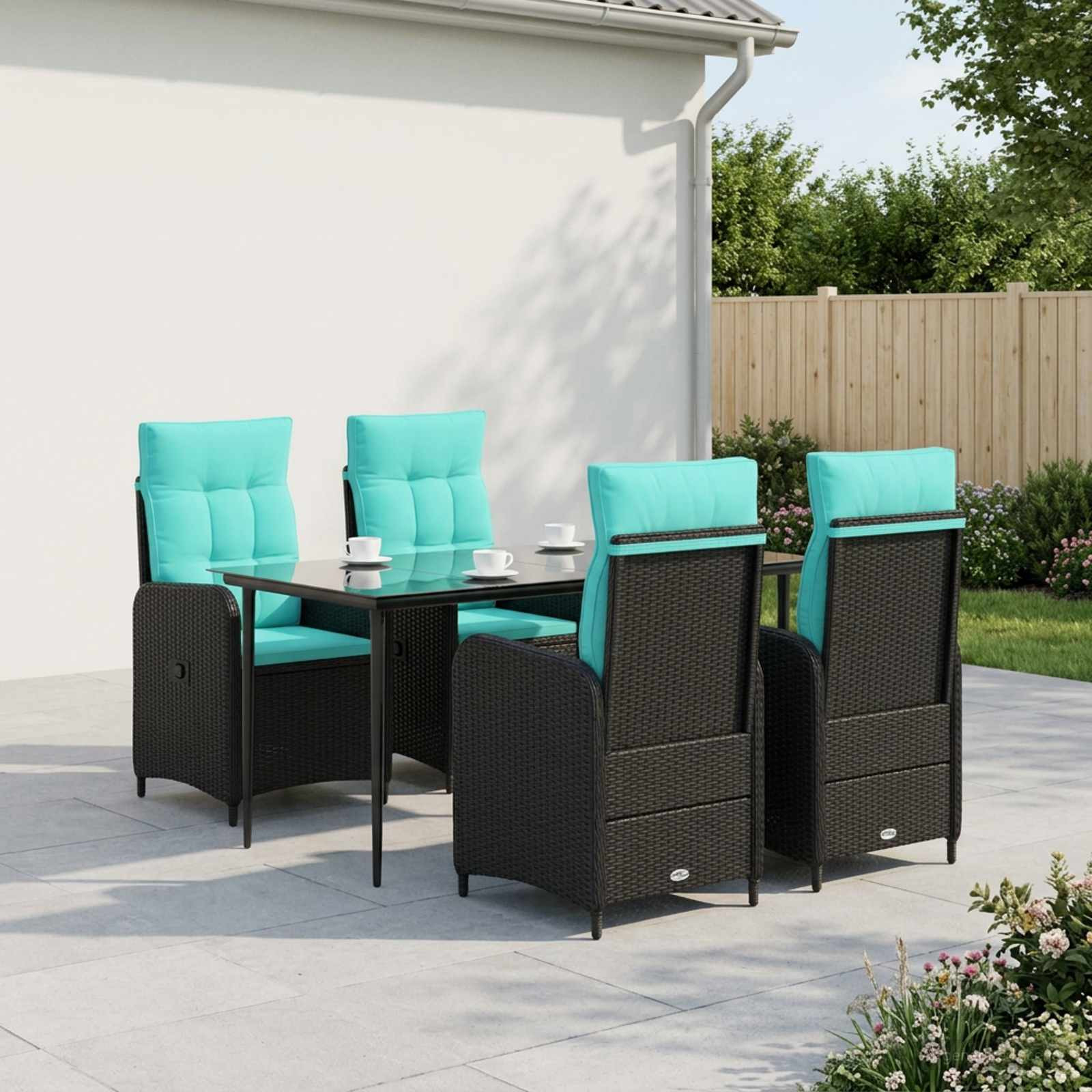 vidaXL Sofa-Tischset 5 pcs PE Rattan und pulverbeschichteter Stahl