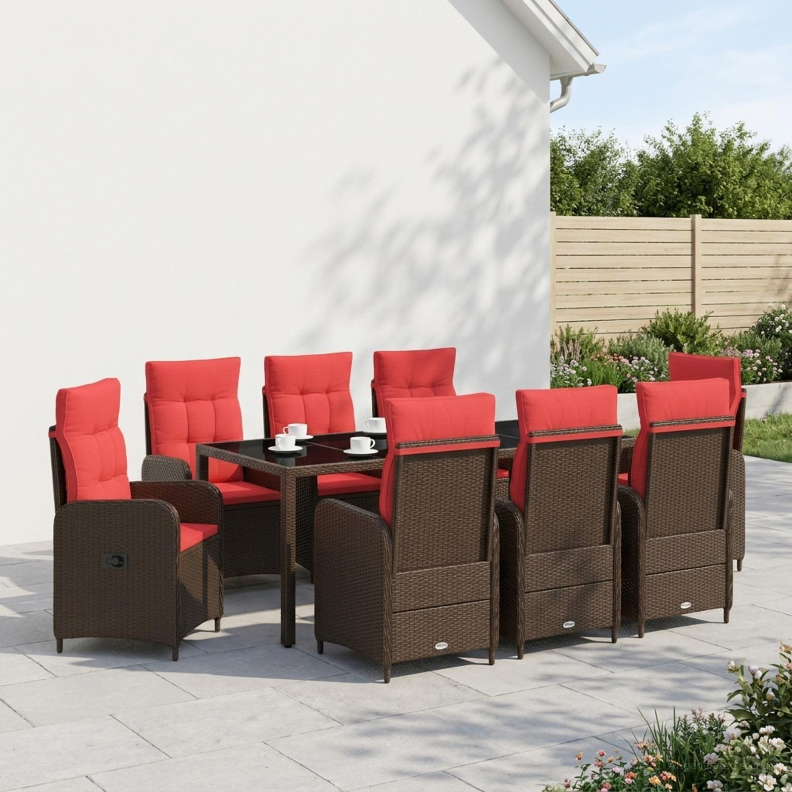 vidaXL Outdoortisch-Set 9 pcs Poly-Rattan