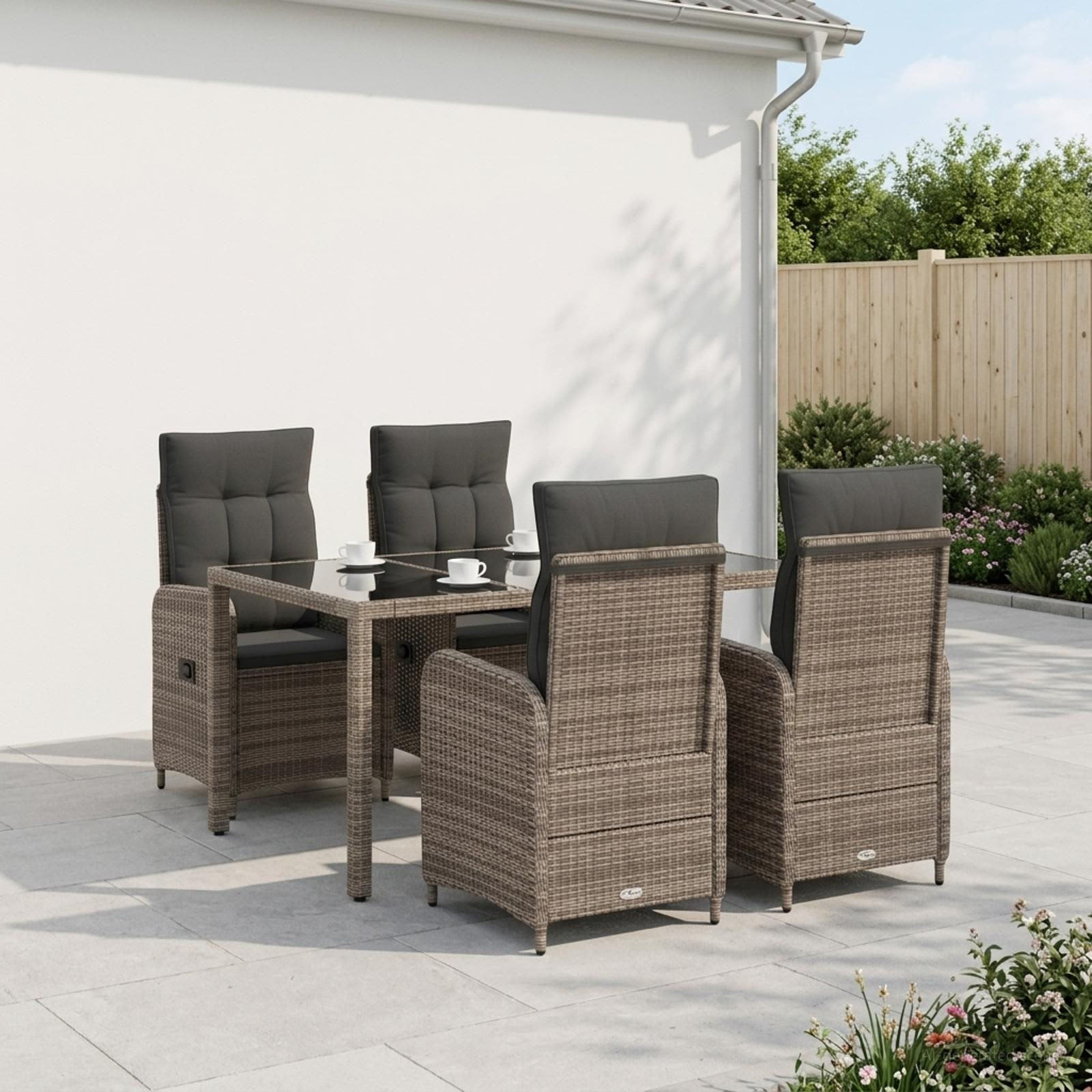 vidaXL Outdoortisch-Set 5 pcs Hellgrau und Dunkelgrau 150 x 90 x 75 cm