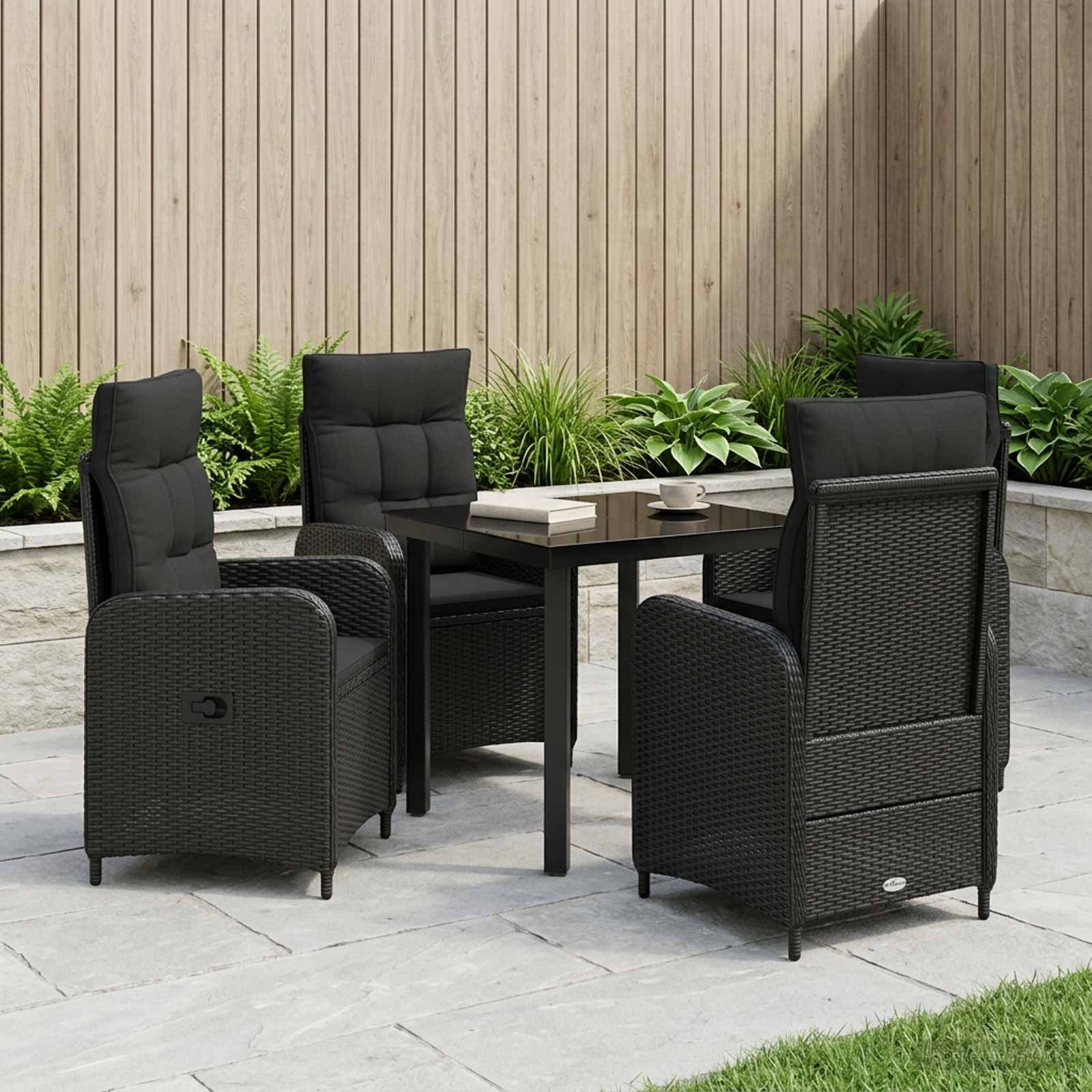 vidaXL Sofa-Tischset mit Kissen mit Kissen 5 pcs Schwarz