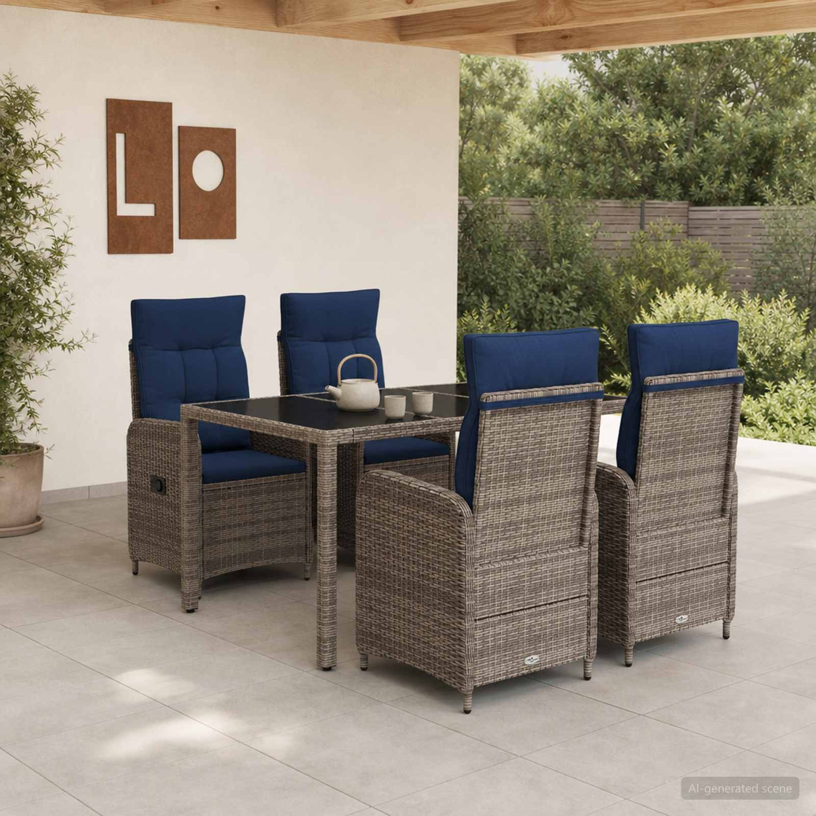 vidaXL Outdoortisch-Set 5 pcs Poly-Rattan