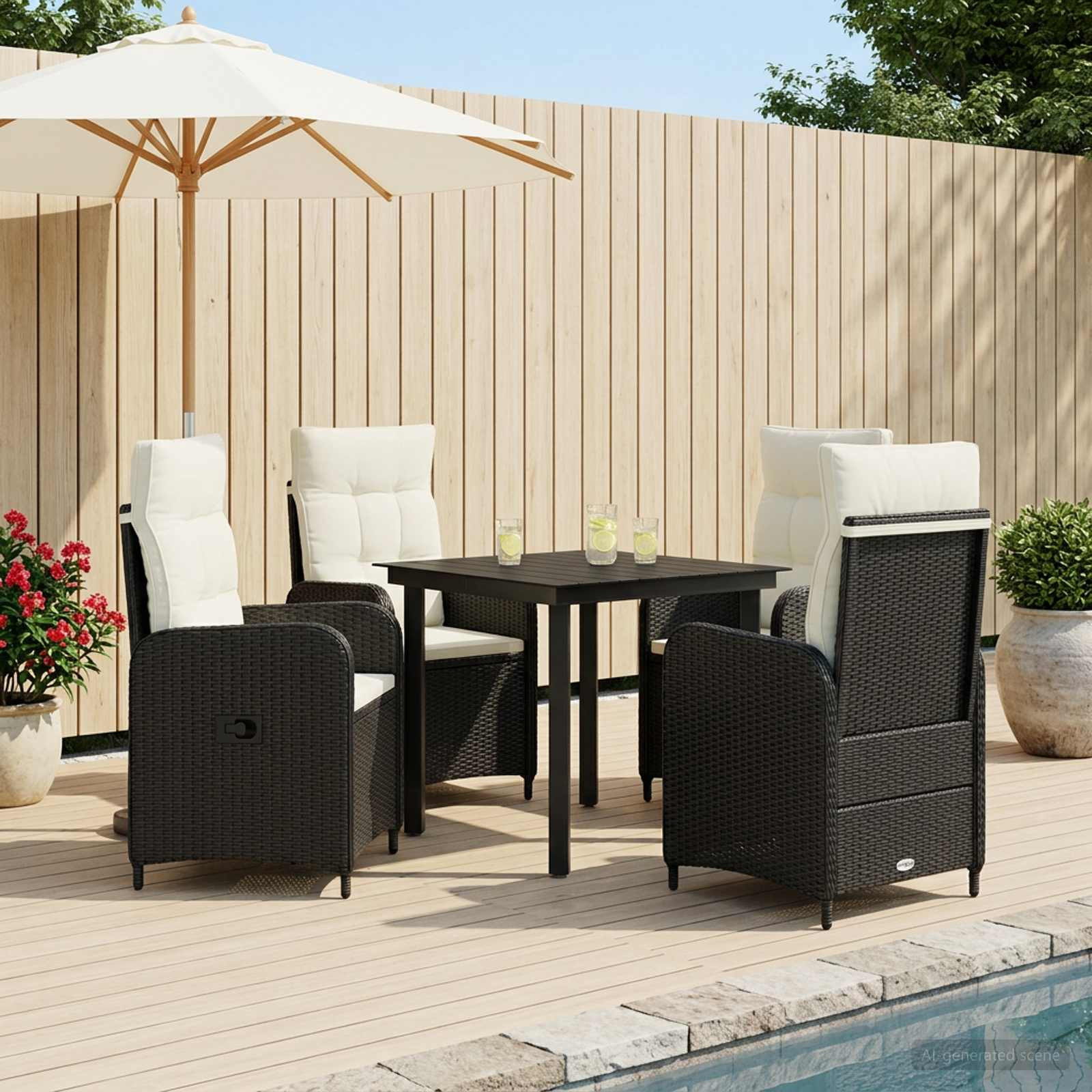 vidaXL Sofa-Tischset mit Kissen mit Kissen 5 pcs Schwarz und Cremeweiß