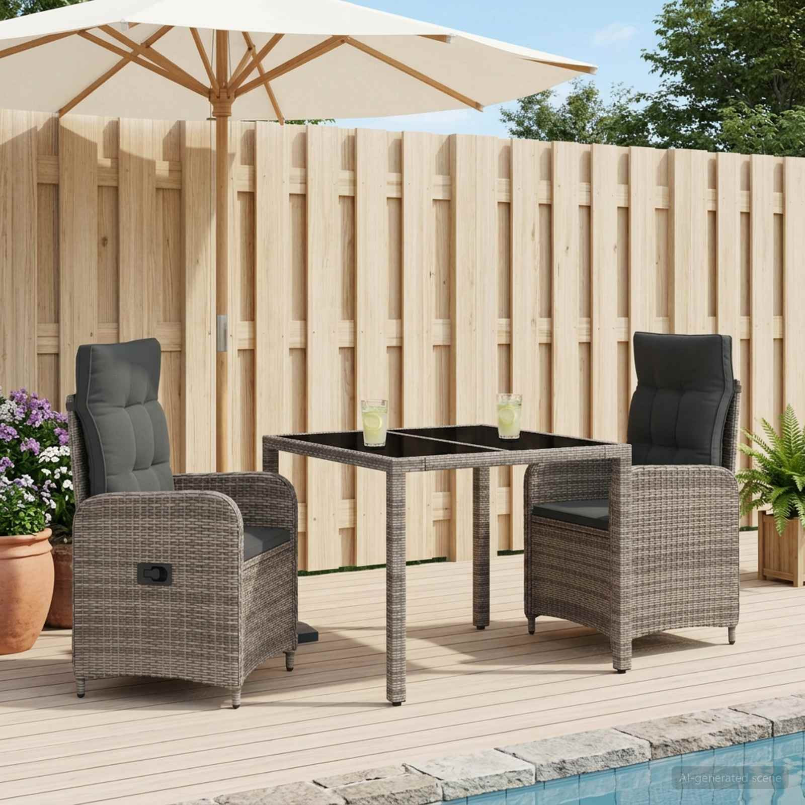 vidaXL Outdoortisch-Set 3 pcs Hellgrau und Dunkelgrau 90 x 90 x 75 cm