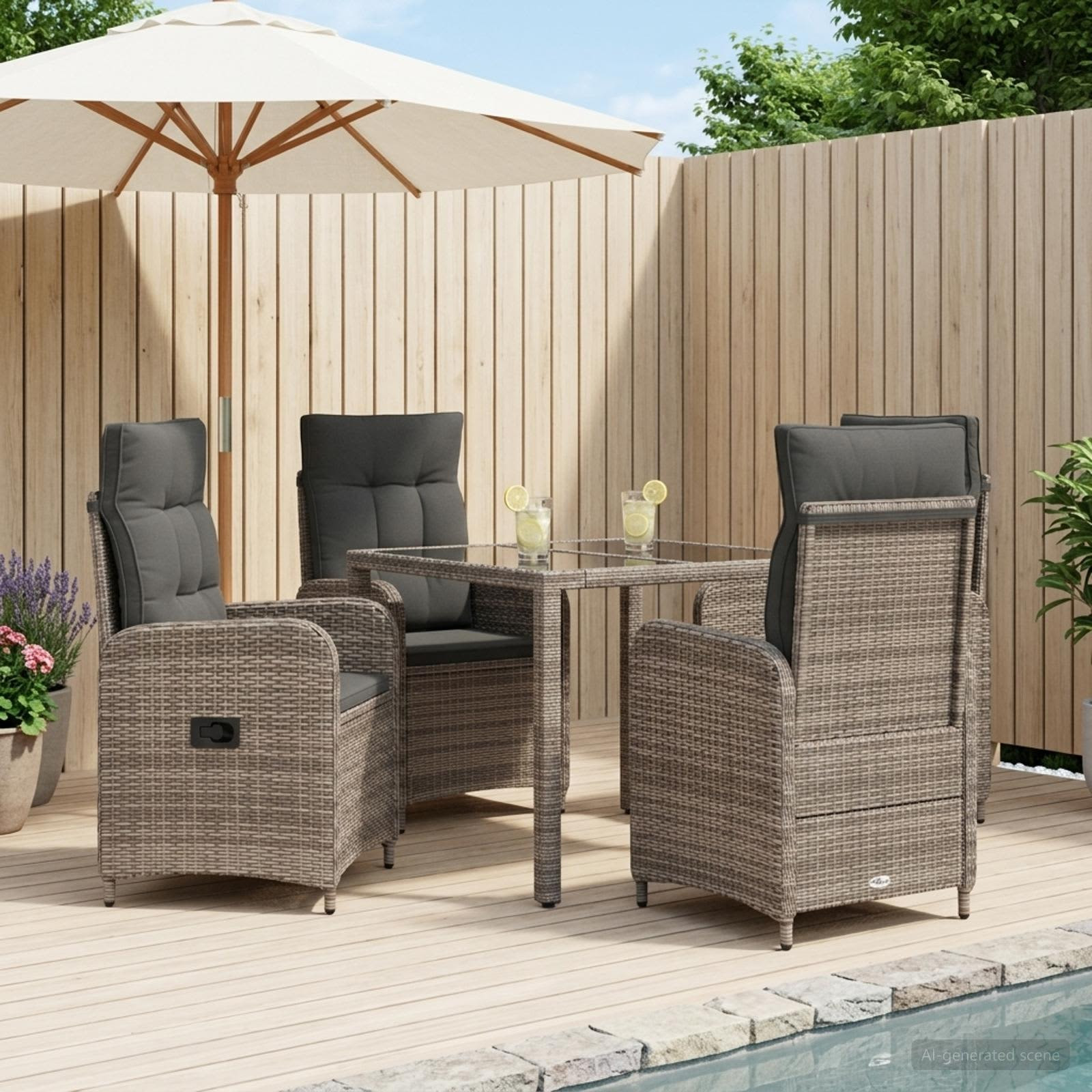 vidaXL Outdoortisch-Set 5 pcs Hellgrau und Dunkelgrau 90 x 90 x 75 cm