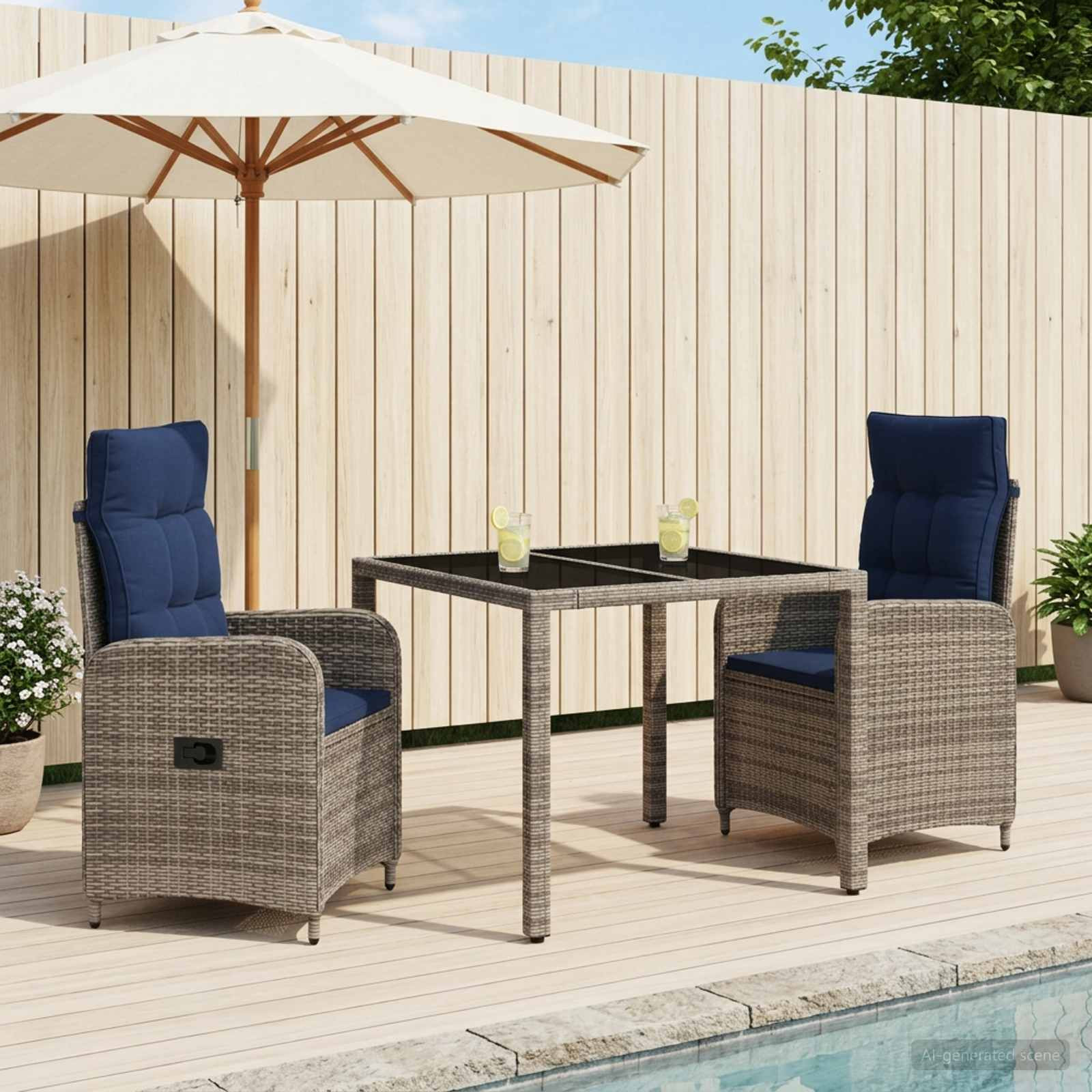 vidaXL Outdoortisch-Set 3 pcs Poly-Rattan