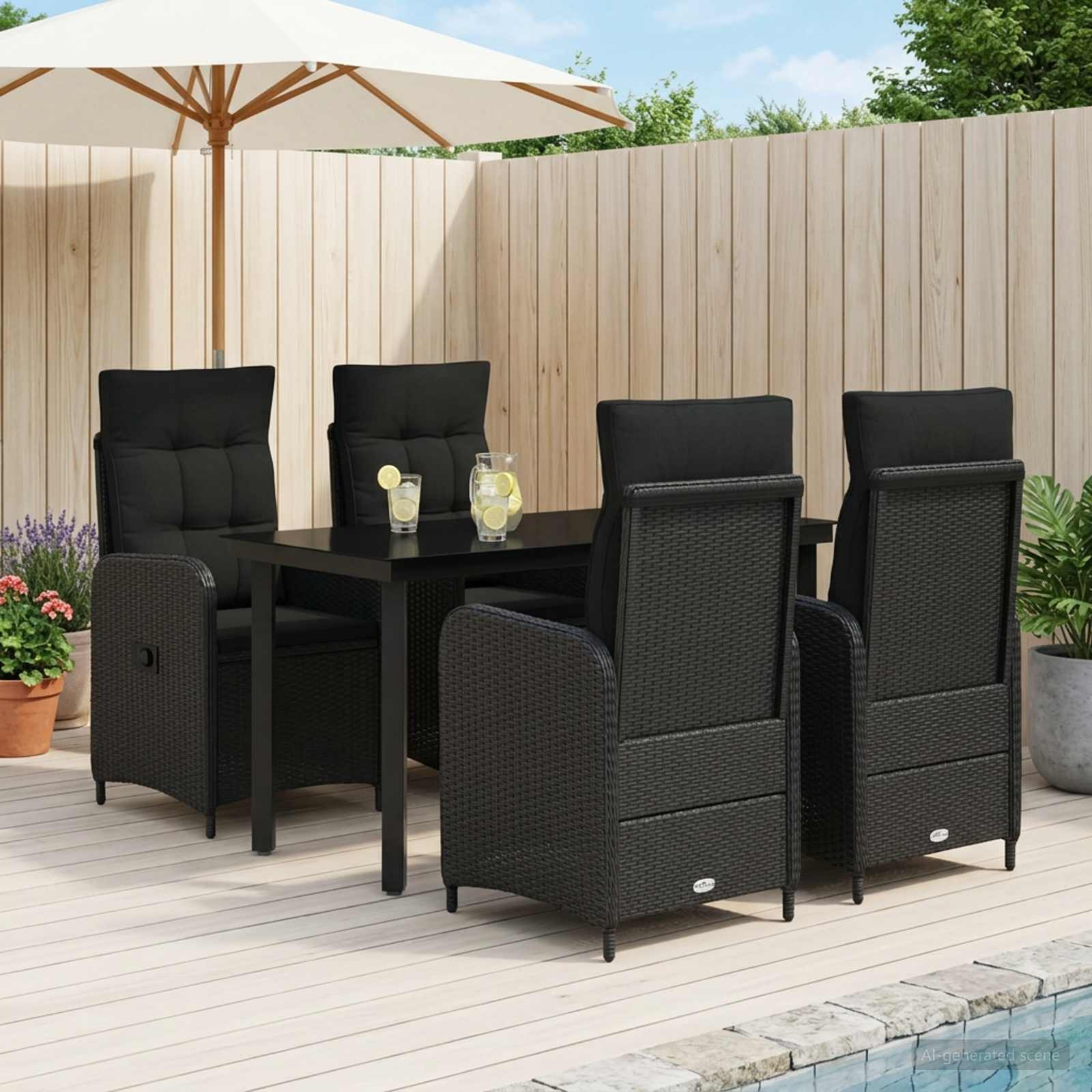vidaXL Sofa-Tischset mit Kissen mit Kissen 5 pcs Schwarz