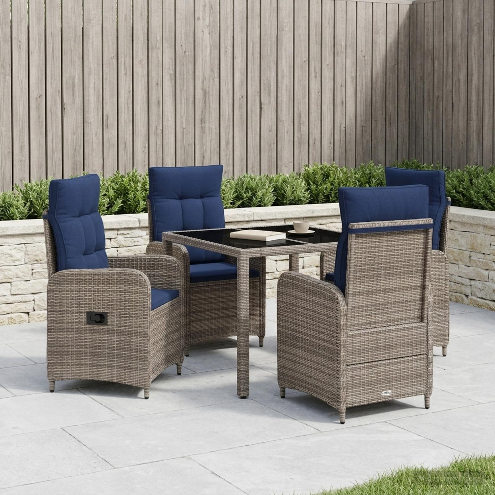 vidaXL Outdoortisch-Set 5 pcs Poly-Rattan
