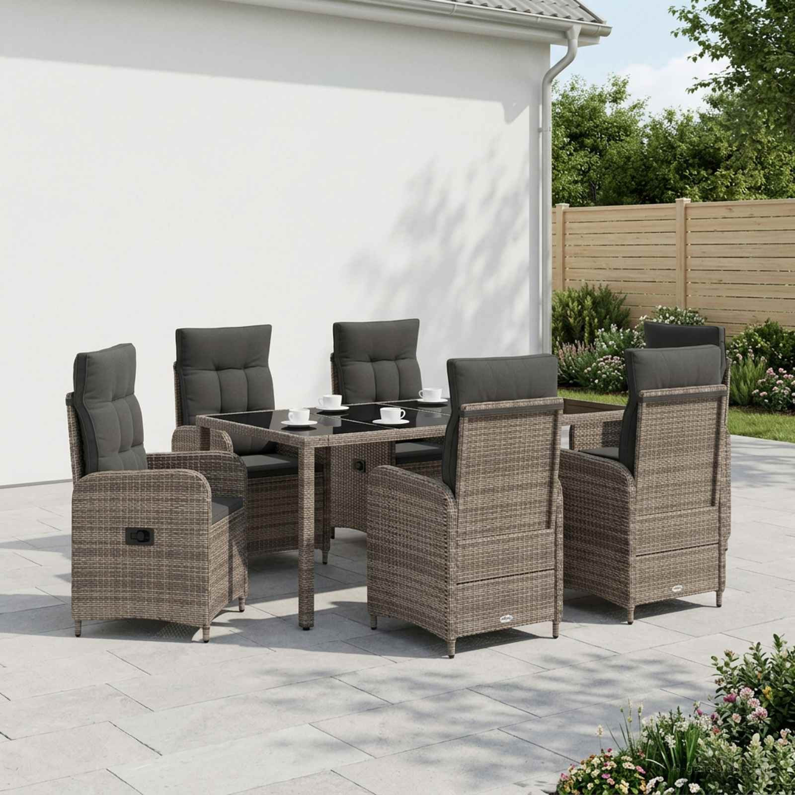 vidaXL Outdoortisch-Set 7 pcs Hellgrau und Dunkelgrau 190 x 90 x 75 cm